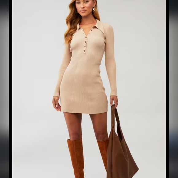 Araminta James Fall Camel Knit Sweater Dress - Picture 4 of 10
